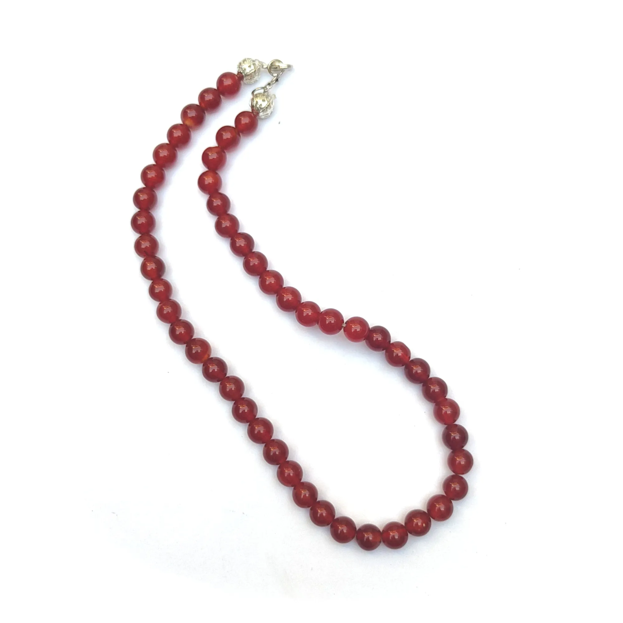 Red Onyx Crystal Round Beads Necklace 15 Inches, 6mm Beads (Semi-Precious Mala)