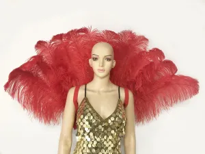 Red Open Majestic Style Ostrich Feather backpiece