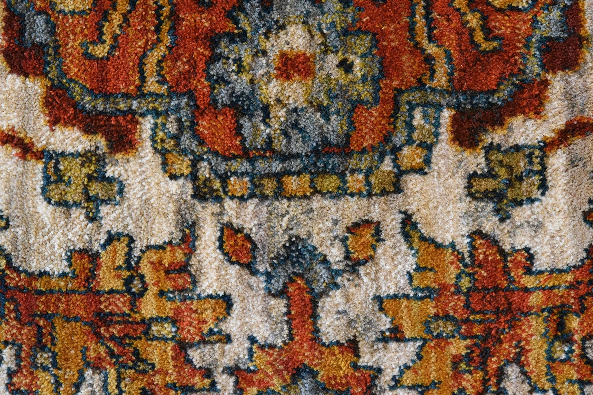 Red Orange and Teal Blue Turkish Style Rug