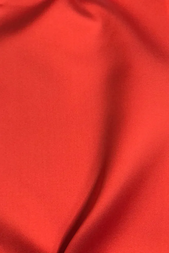 Red Orange Silk Blend Mikado Fabric