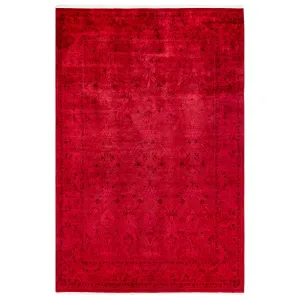 Red Overdyed Wool Rug - 6' 2" x 9' 2"