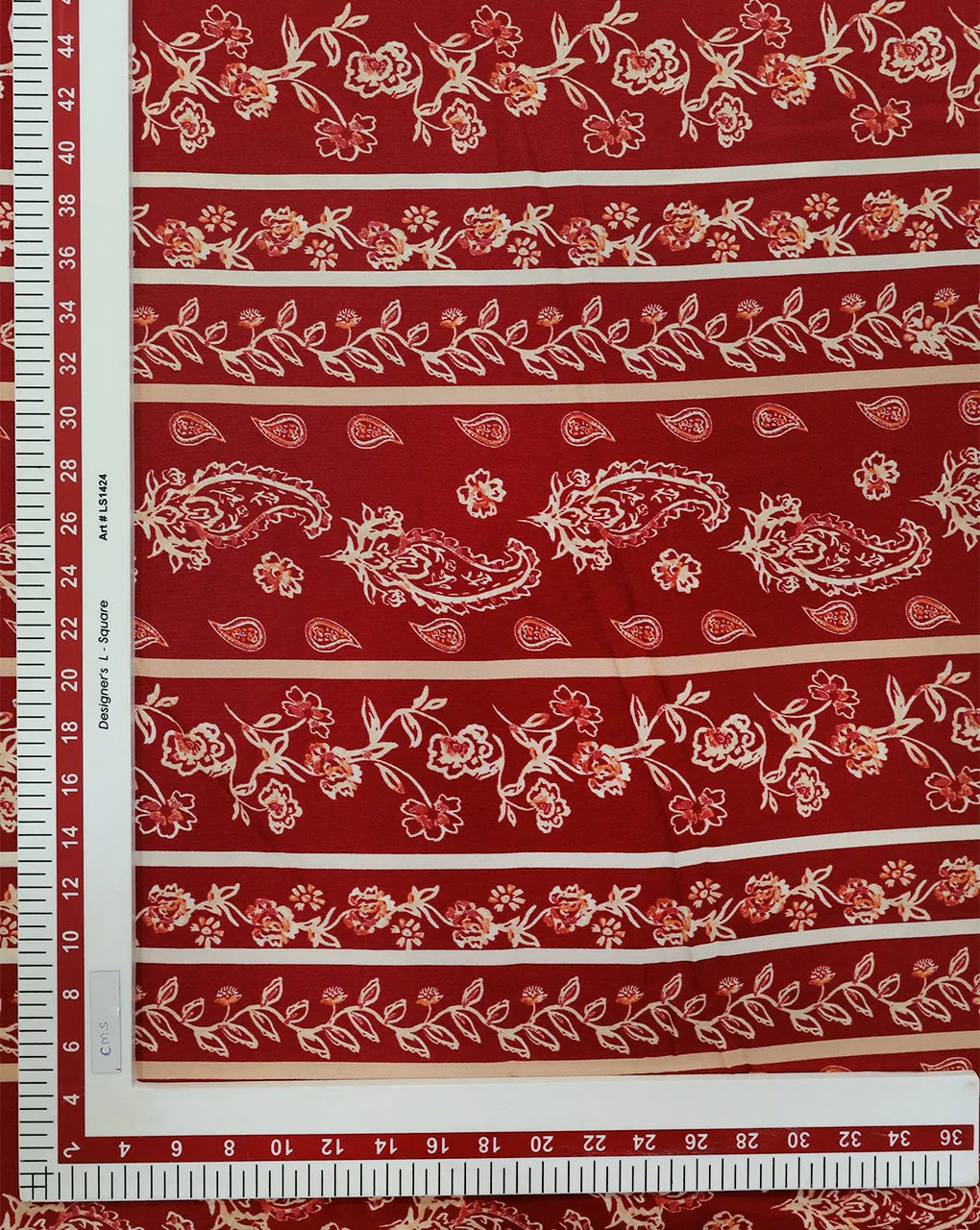 RED PAISLEY & FLORAL DESIGN PRINTED RAYON FABRIC