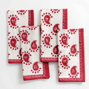 Red Paisley Napkins | Set of 4