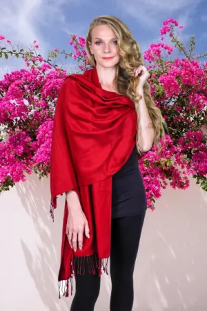 Red Pashmina Shawl 70% Cashmere 30% Silk