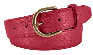 Red Pebbled Leather Belt, Soho Buckle (Antique Brass)