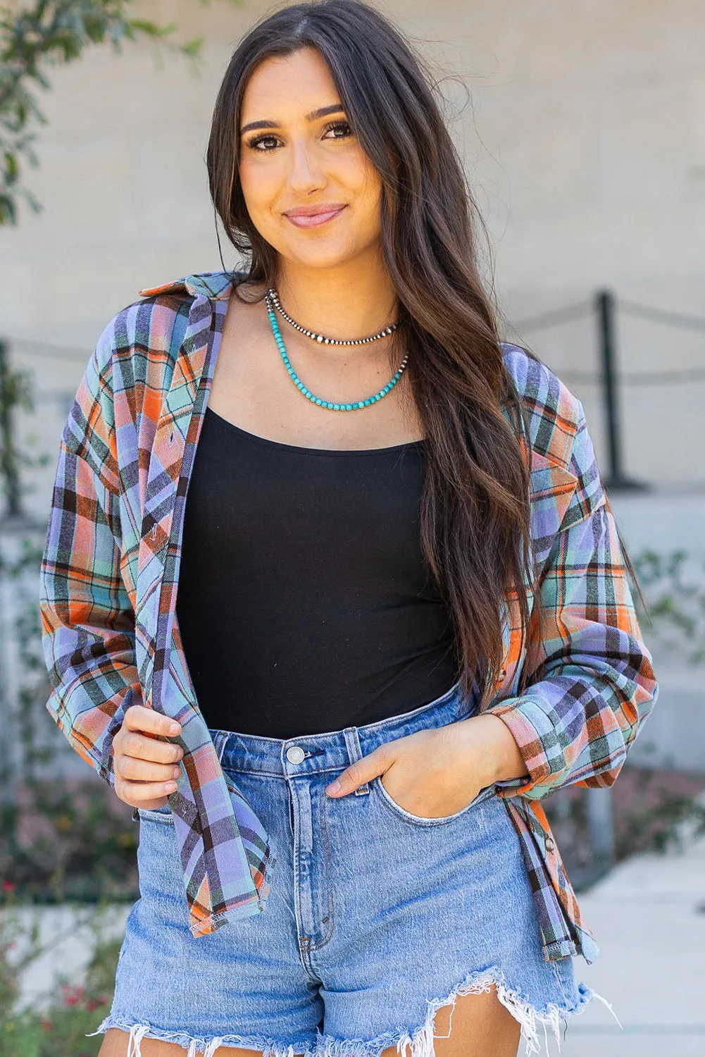 Red Plaid Print Loose Vintage Shirt