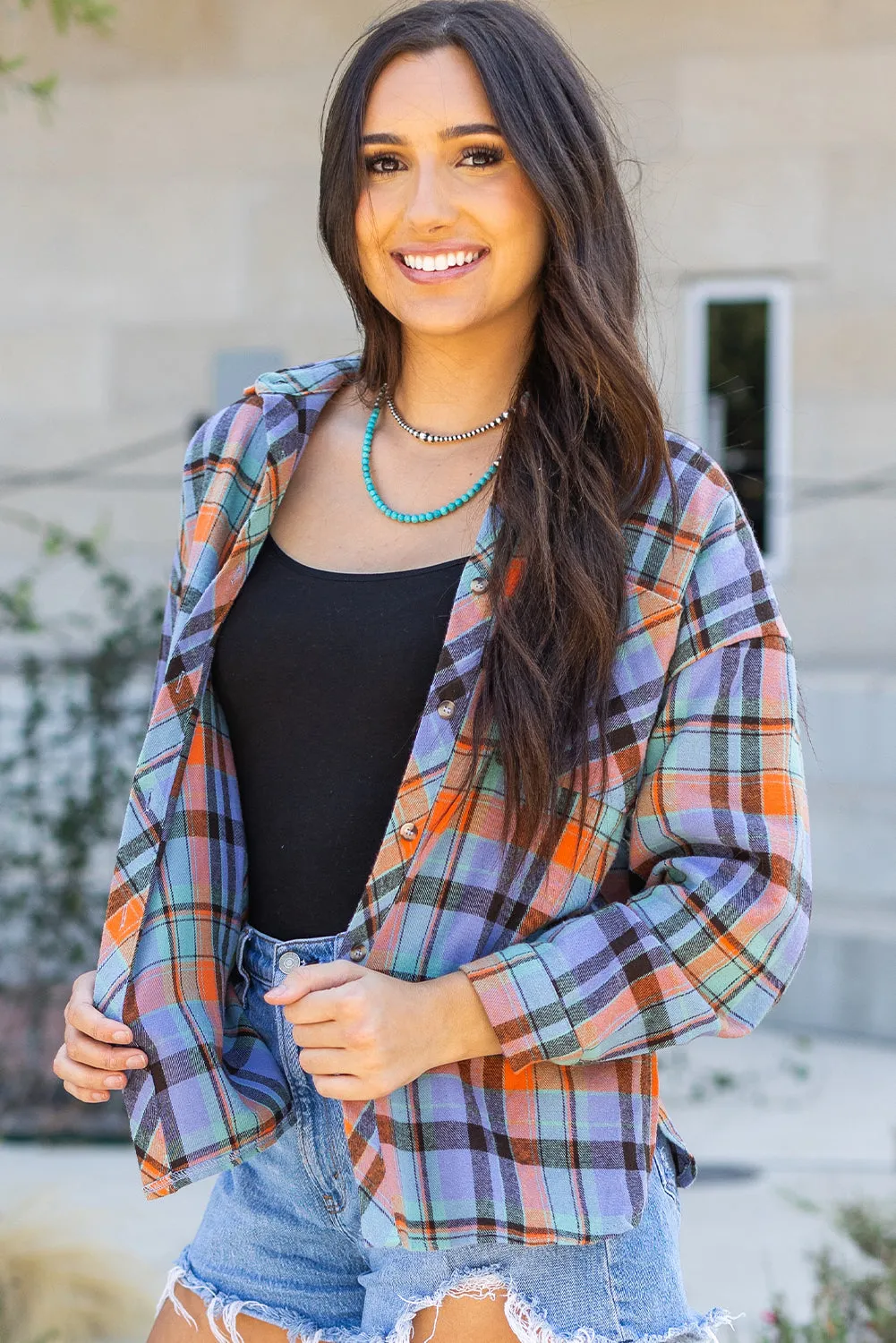 Red Plaid Print Loose Vintage Shirt