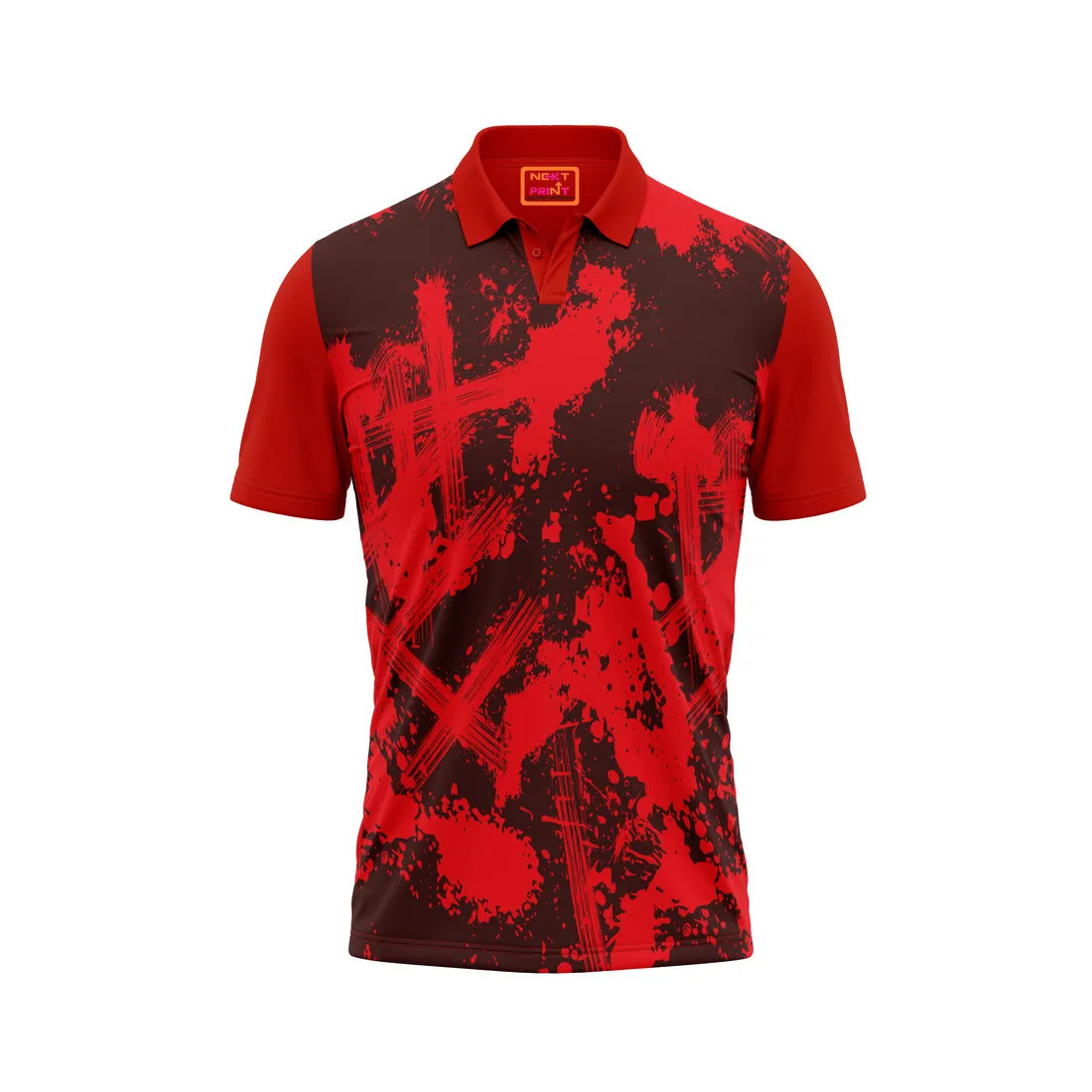 Red Polo Neck Half Sleeve T Shirt Nextprint H128