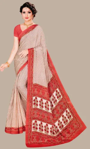 Red Printed Sari