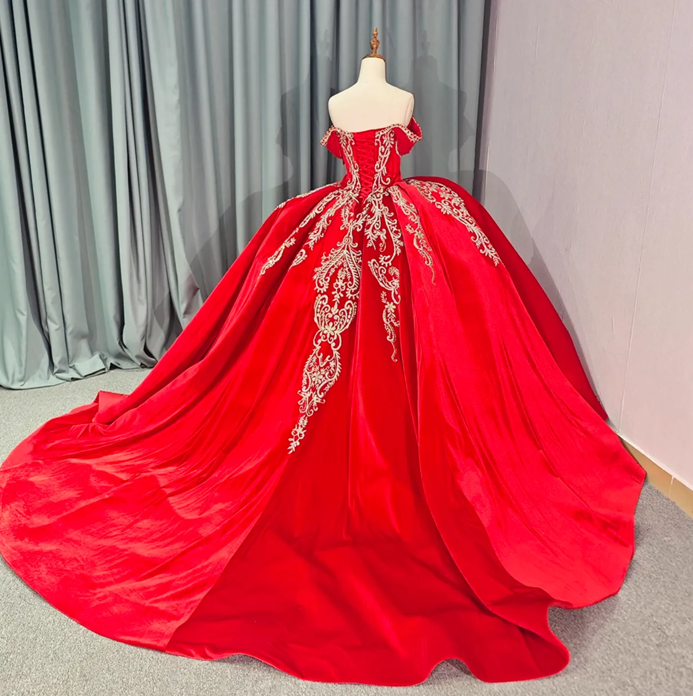 Red Quinceanera Off The Shoulder Dress