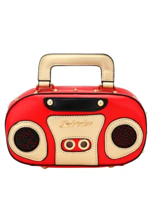 Red Radio Shaped Bag Boom Box Crossbody Bag