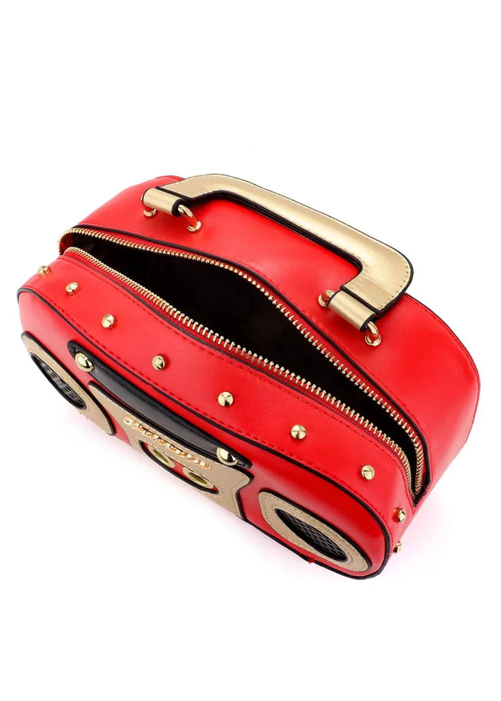 Red Radio Shaped Bag Boom Box Crossbody Bag