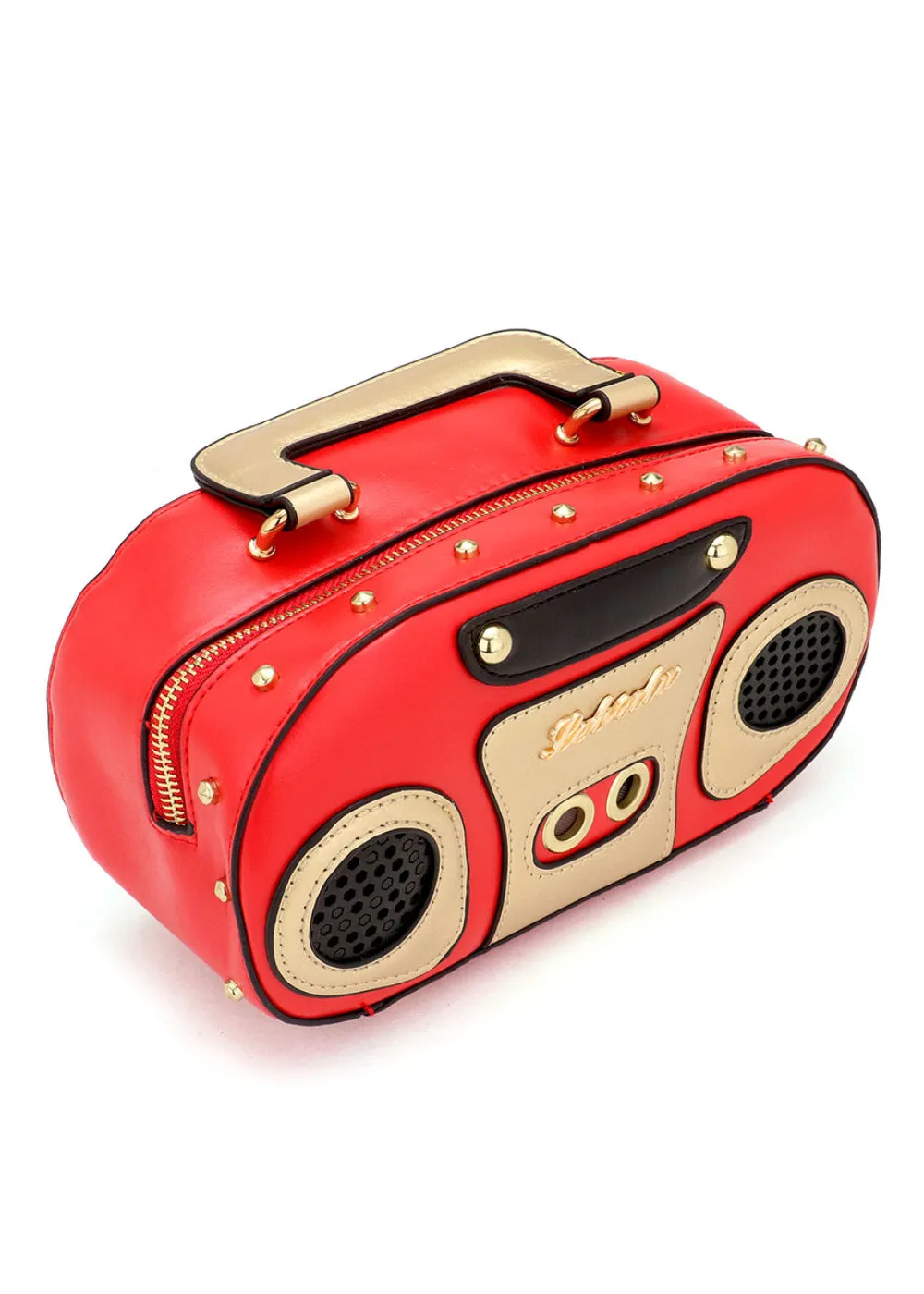 Red Radio Shaped Bag Boom Box Crossbody Bag