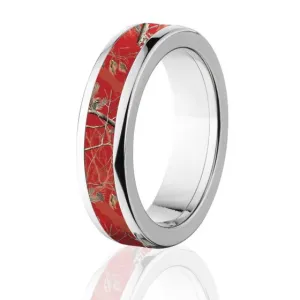 Red Realtree Camo Rings, Titanium AP Camo Bands, 6MM Comfort Fit