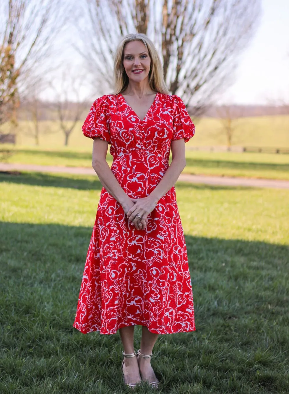 Red Rose Midi Dress