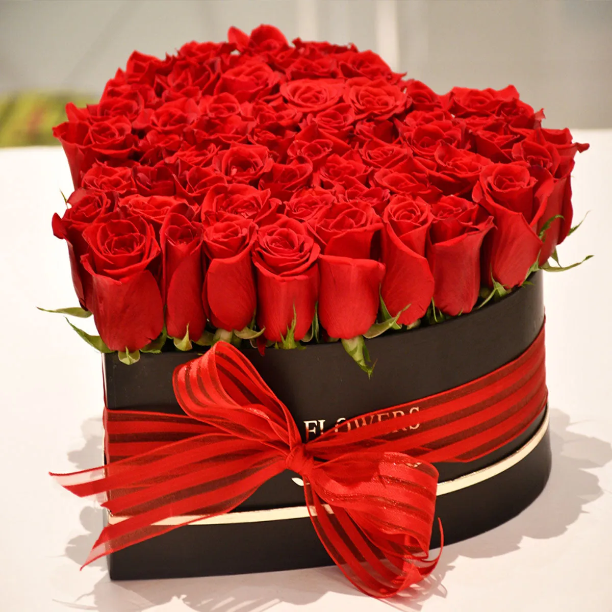 Red Roses Heart Box Flower Arrangement