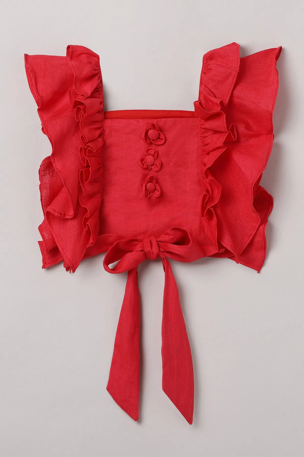 Red Ruffle Top with Plazo Set