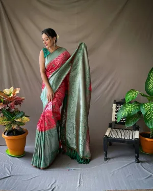 Red Saree in Pure Kanjeevaram Meenakari