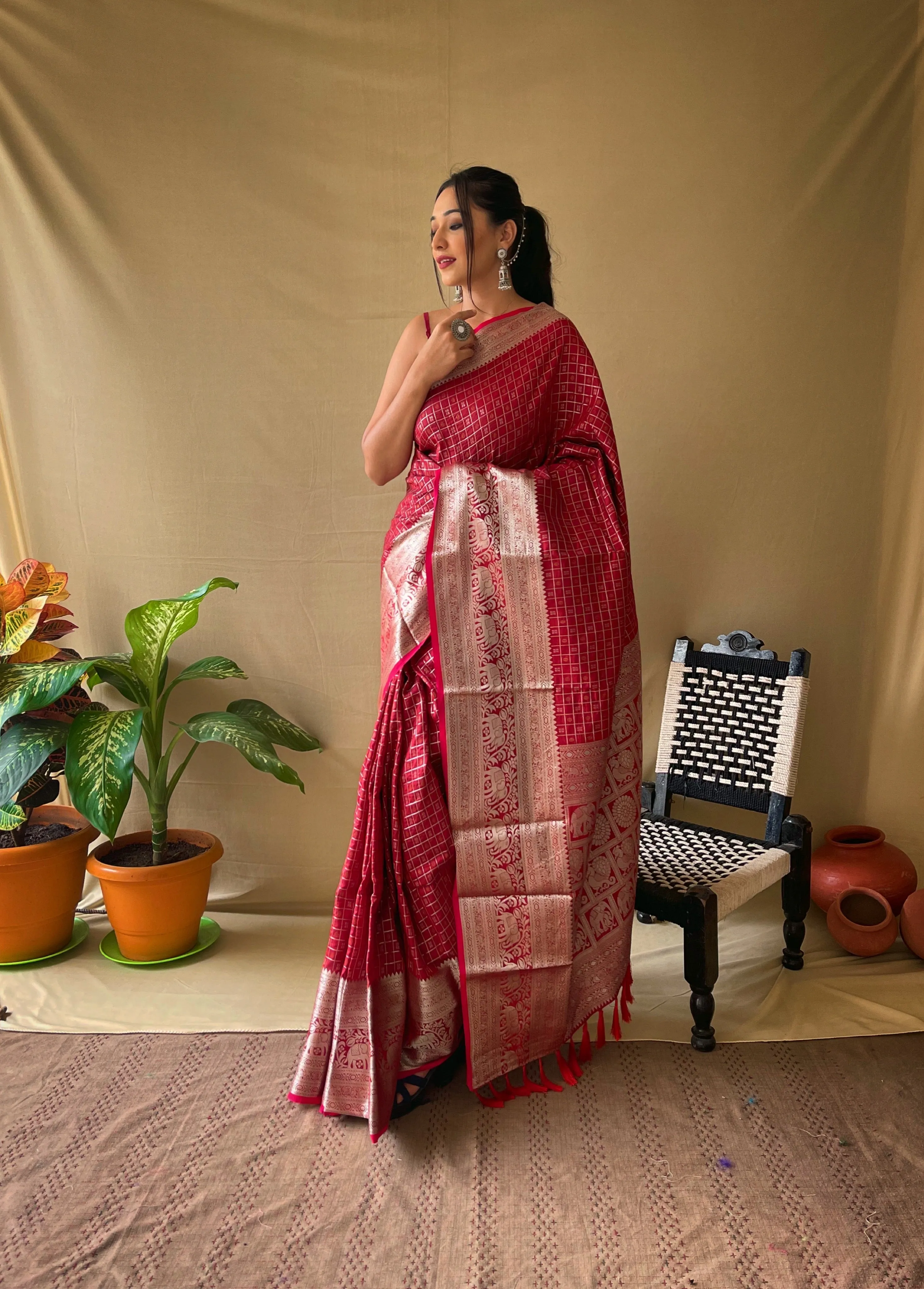 Red Saree in Soft Silk