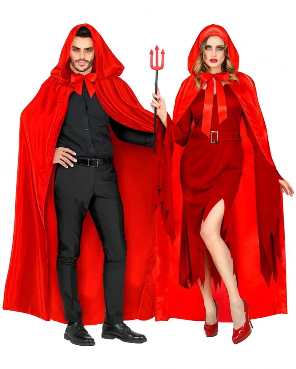 Red Satin Hooded Cape 145cm