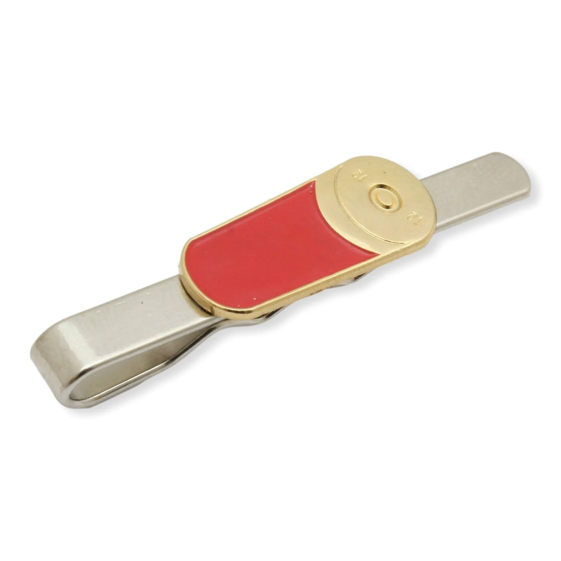 Red Shotgun Cartridge Enamel and Steel Tie Tac