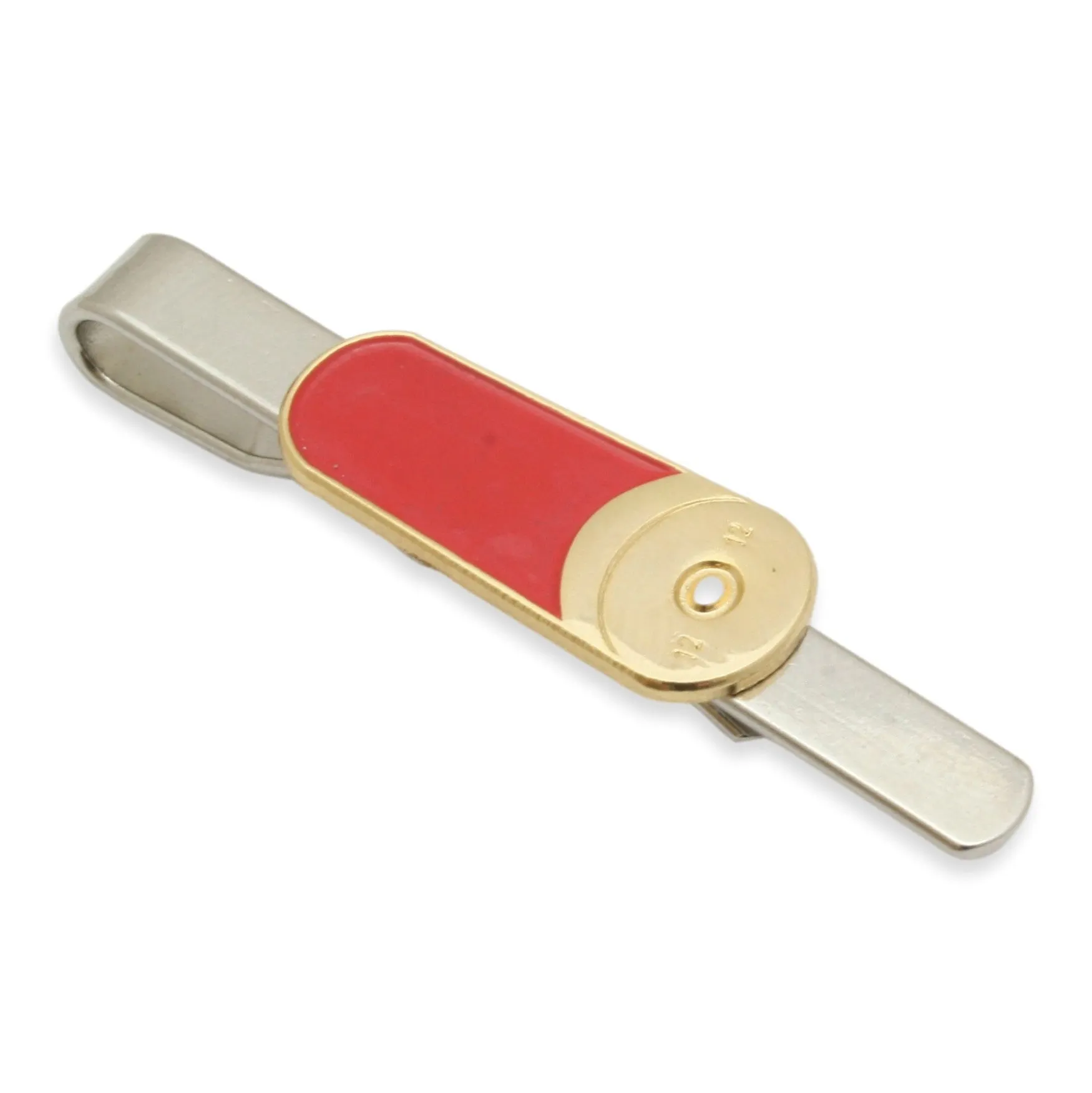 Red Shotgun Cartridge Enamel and Steel Tie Tac