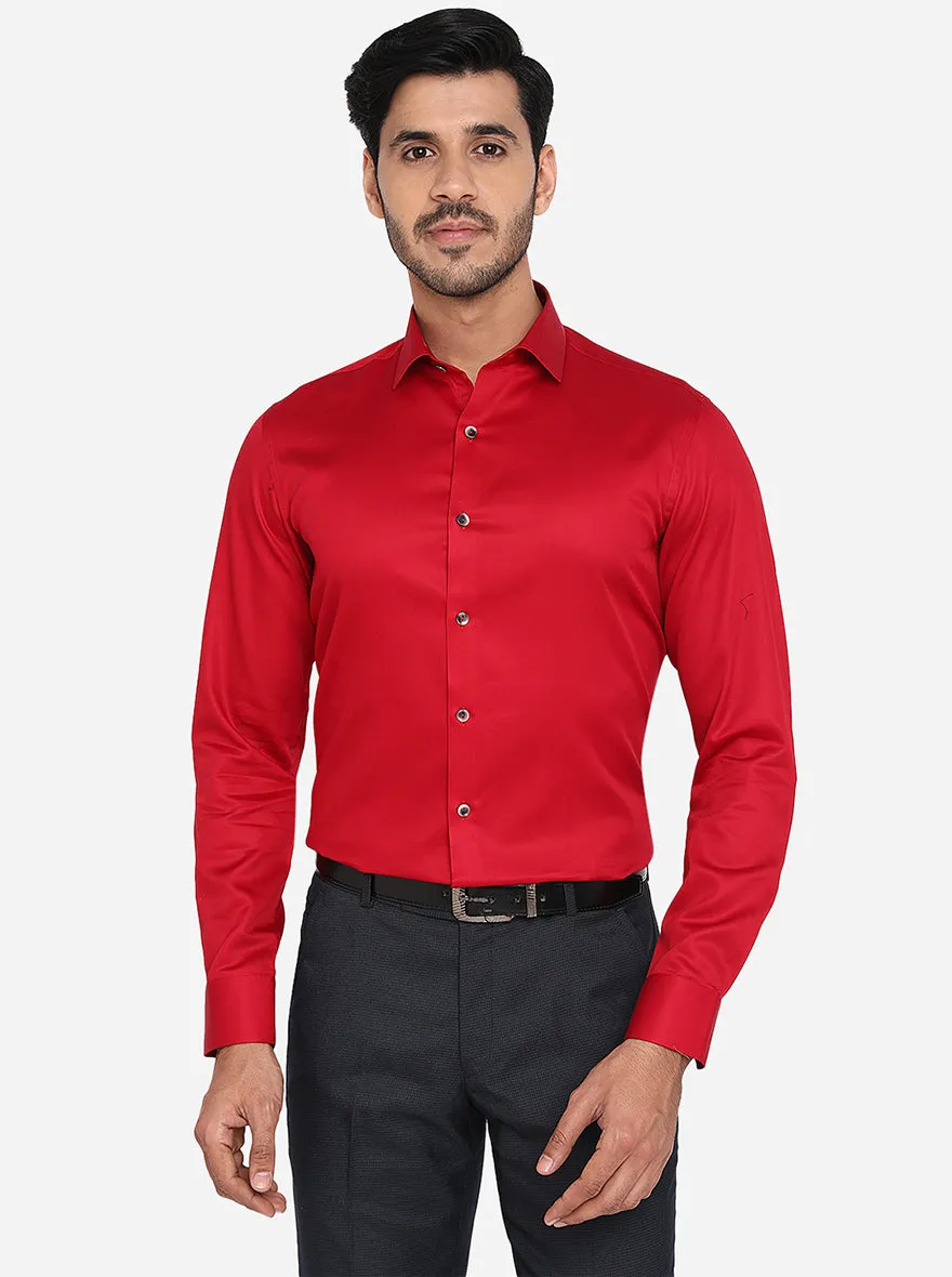 Red Solid Slim Fit Party Wear Shirt | Wyre