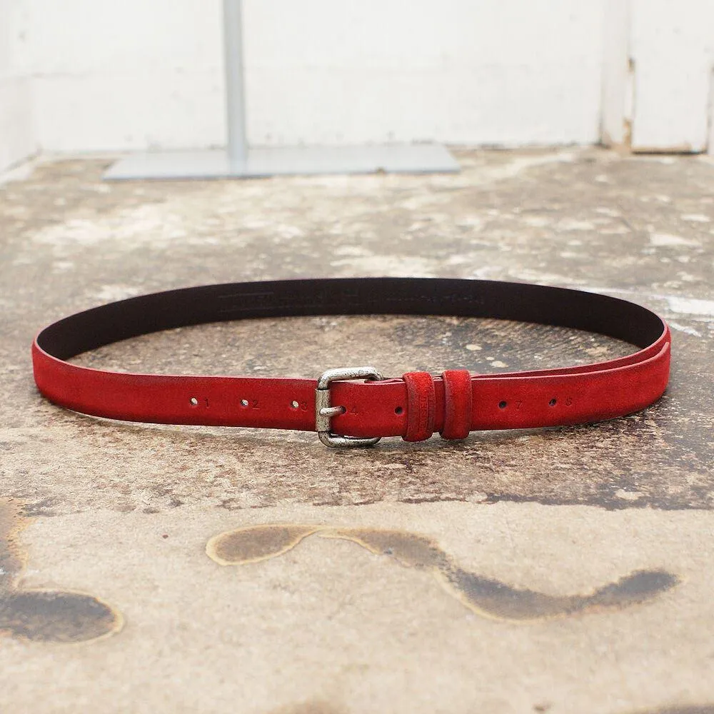 Red Suede Leather Thin Belt