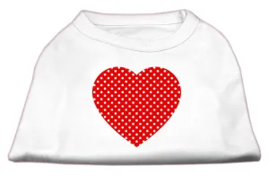 Red Swiss Dot Heart Screen Print Shirt White S (10)