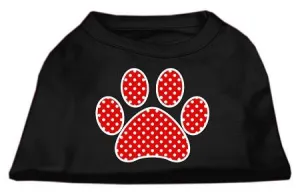 Red Swiss Dot Paw Screen Print Shirt Black XS (8)