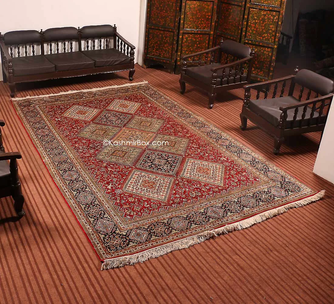 Red Tabriz Silk Cotton Carpet