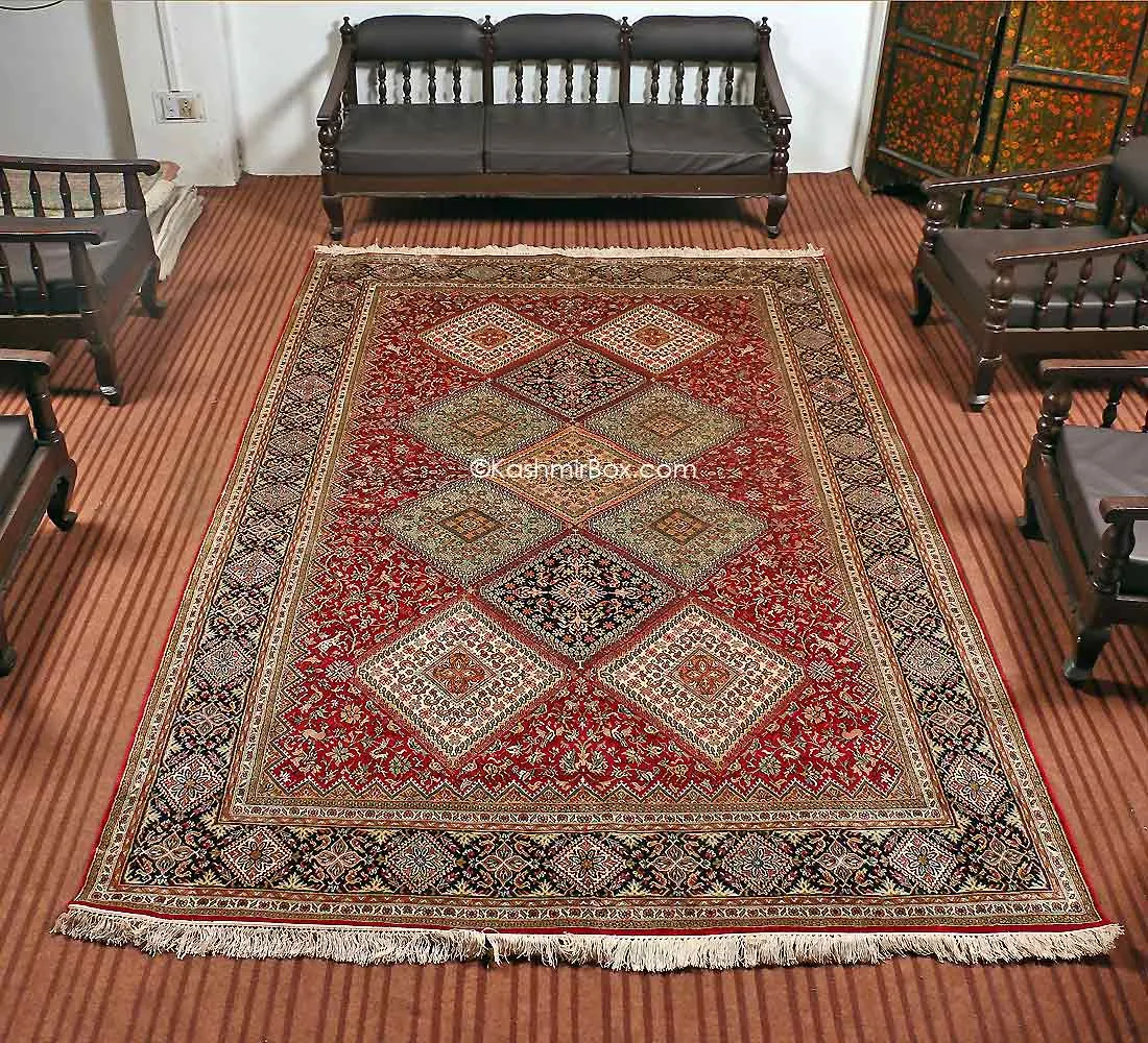 Red Tabriz Silk Cotton Carpet