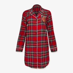 Red Tartan Plaid Women's Flannelette Sleep Shirt