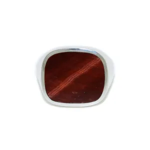 Red Tiger's Eye Inlay Silver Ring