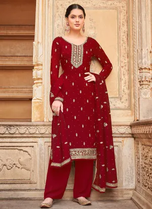 Red Traditional Embroidery Salwar Kameez