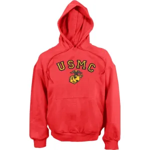 Red - USMC Pullover Hooded Sweatshirt