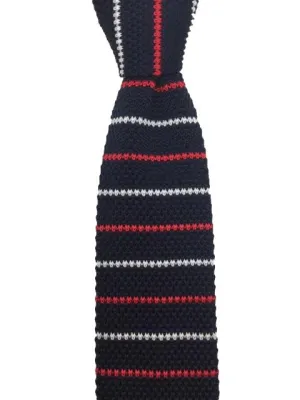 Red, White & Blue Striped Knitted Tie