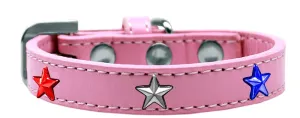 Red, White And Blue Stars Widget Dog Collar Light Pink Size 18