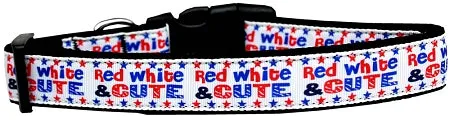 Red, White, And Cute! Nylon Dog Collar Sm