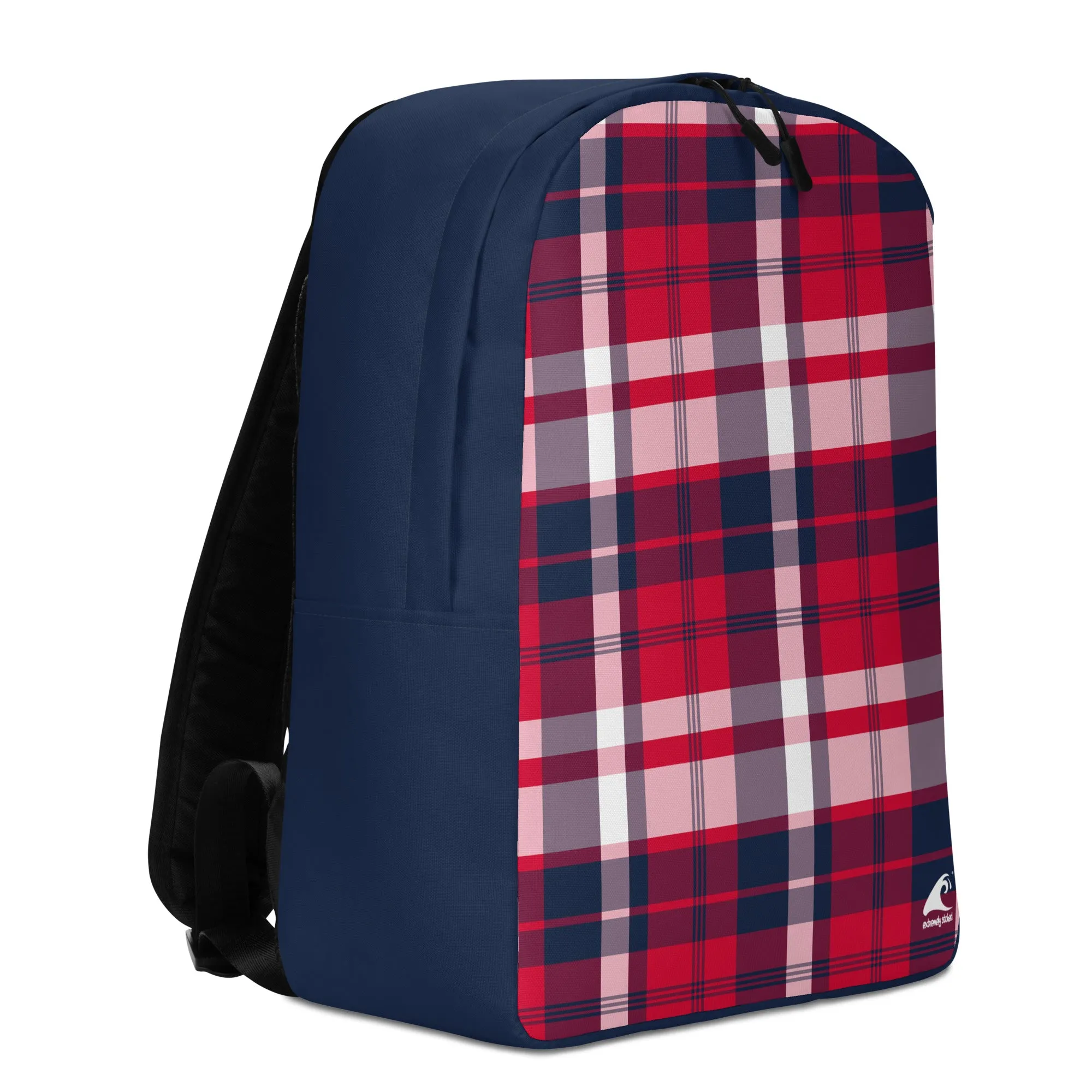 Red, White and Navy Blue Preppy Surfer Plaid Beach Backpack