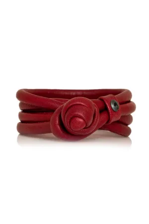 RED WINE LEATHER SWEET DROPS BRACELET SIZE SMALL