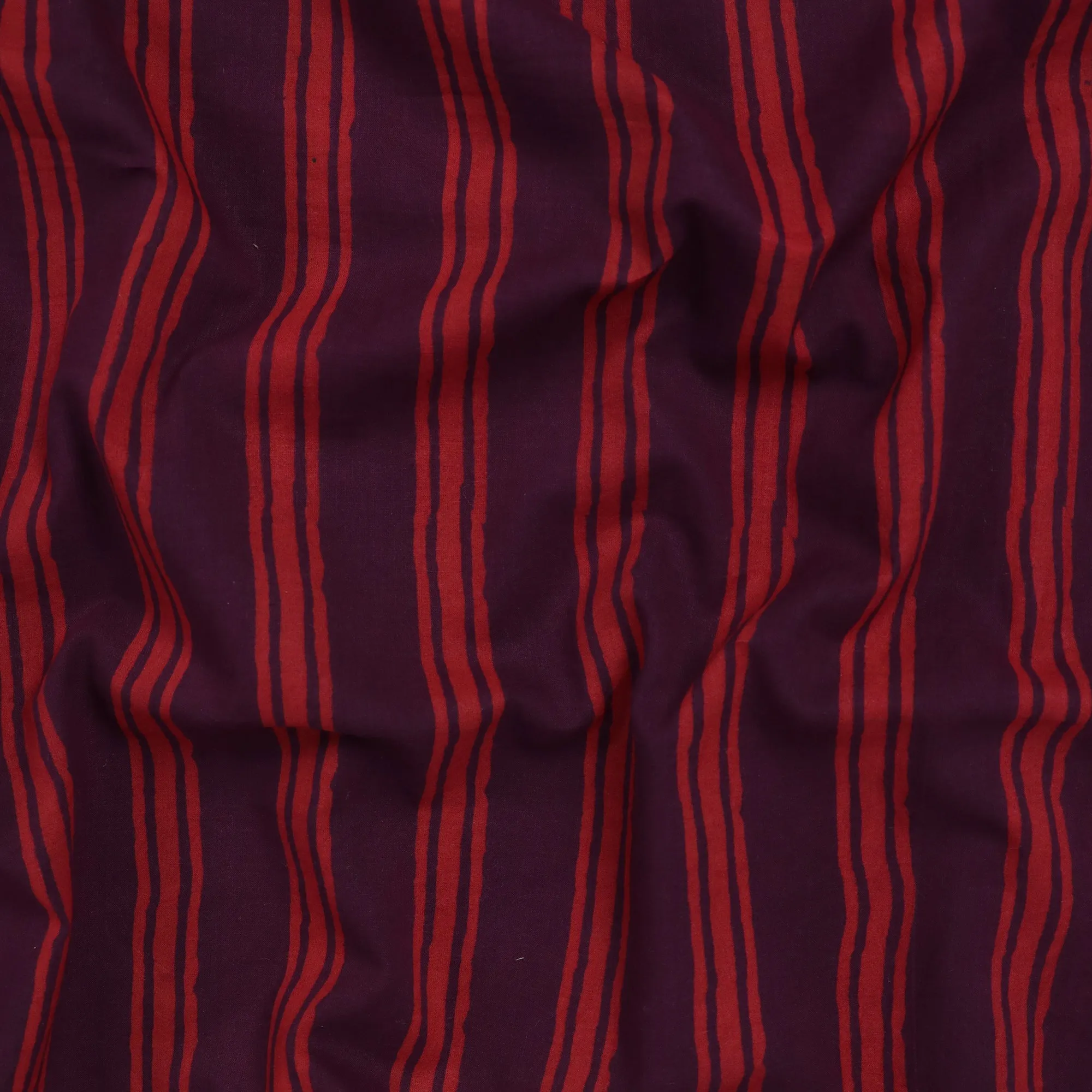 Red Wooden Block Stripes Premium Cotton Fabric