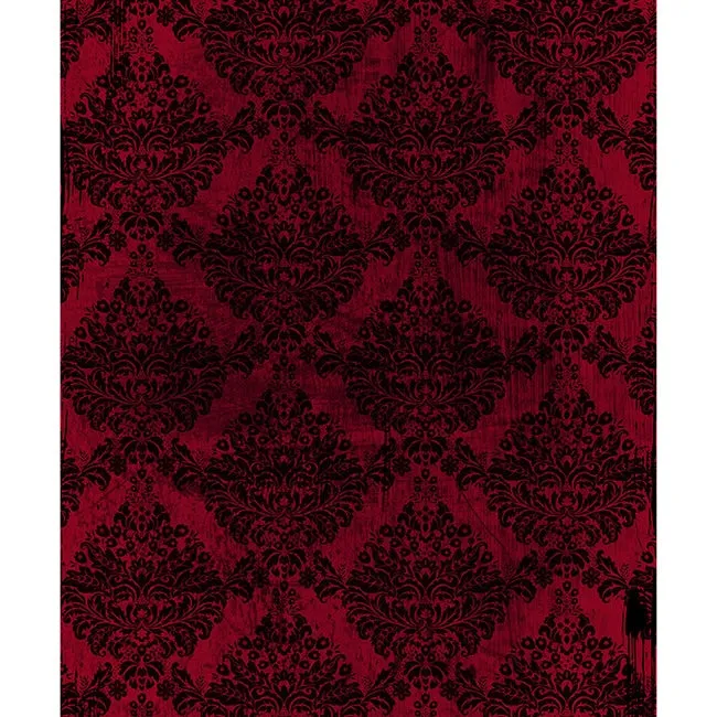 Red/Black Grunge Damask Printed Backdrop