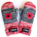 RED/GREY KNITTED POPPY MITTS (Adult and Youth Size options)