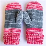 RED/GREY KNITTED POPPY MITTS (Adult and Youth Size options)