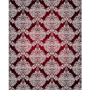 Red/White Grunge Damask Printed Backdrop