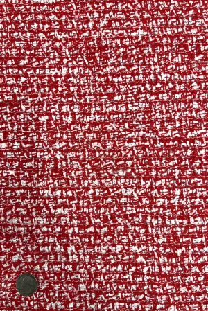 Red/White Silk Tweed Fabric