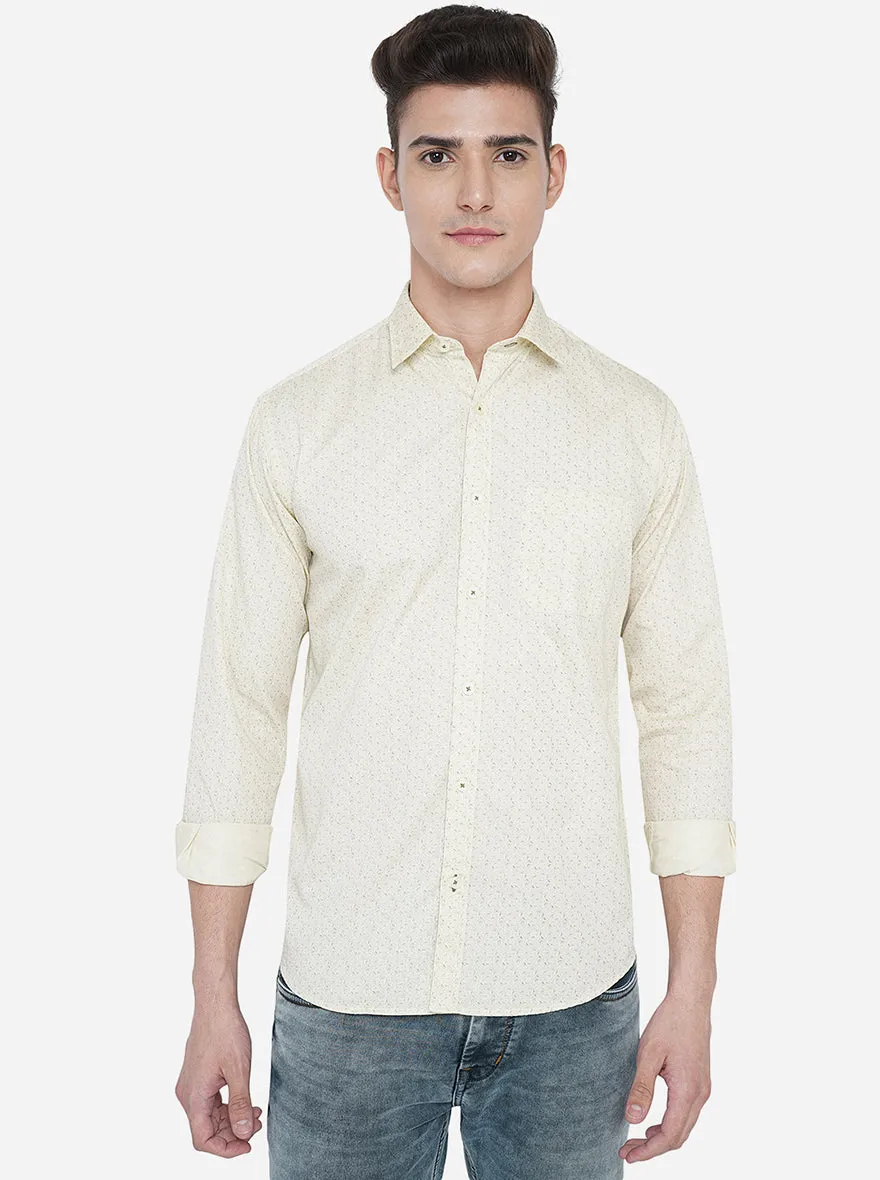 Reed Yellow Printed Classic Fit Casual Shirt | Greenfibre