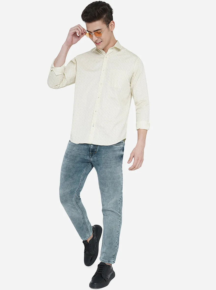 Reed Yellow Printed Classic Fit Casual Shirt | Greenfibre