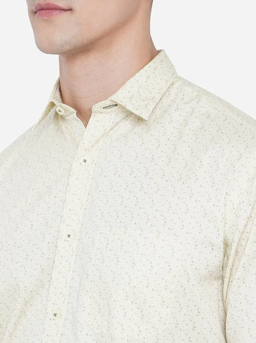 Reed Yellow Printed Classic Fit Casual Shirt | Greenfibre